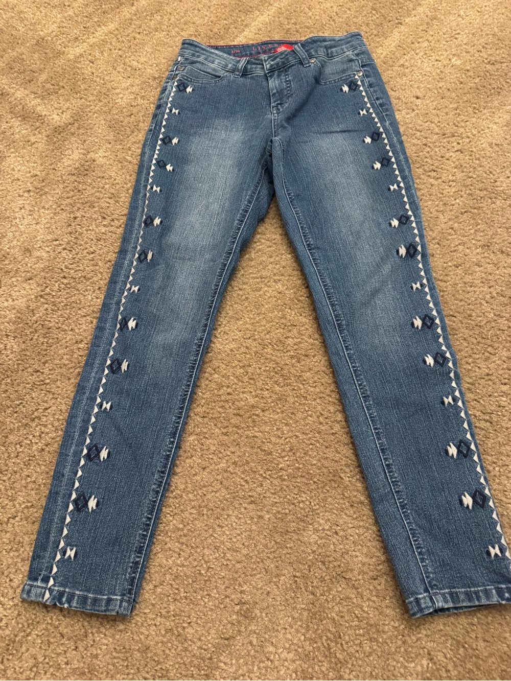 Western Style Embroidered Blue Skinny Jeans for Women - Liverpool size 2/26